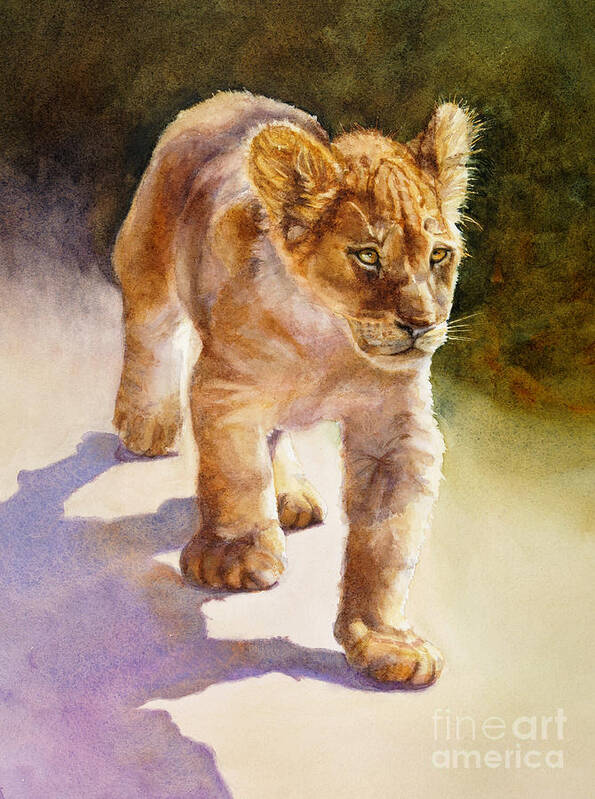 Lion Art Print featuring the painting African Lion Cub by Bonnie Rinier