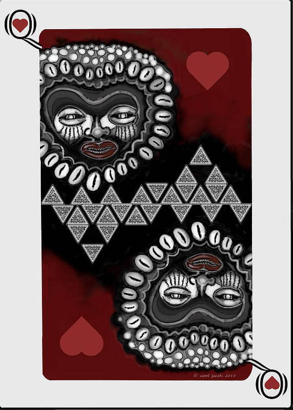 Queen-of-hearts Art Print featuring the painting African Queen-of-Hearts Card by Carol Jacobs