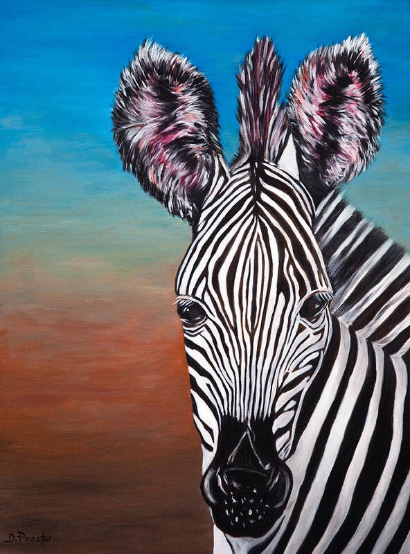 Zebra Art Print featuring the painting African Zebra by Donna Proctor