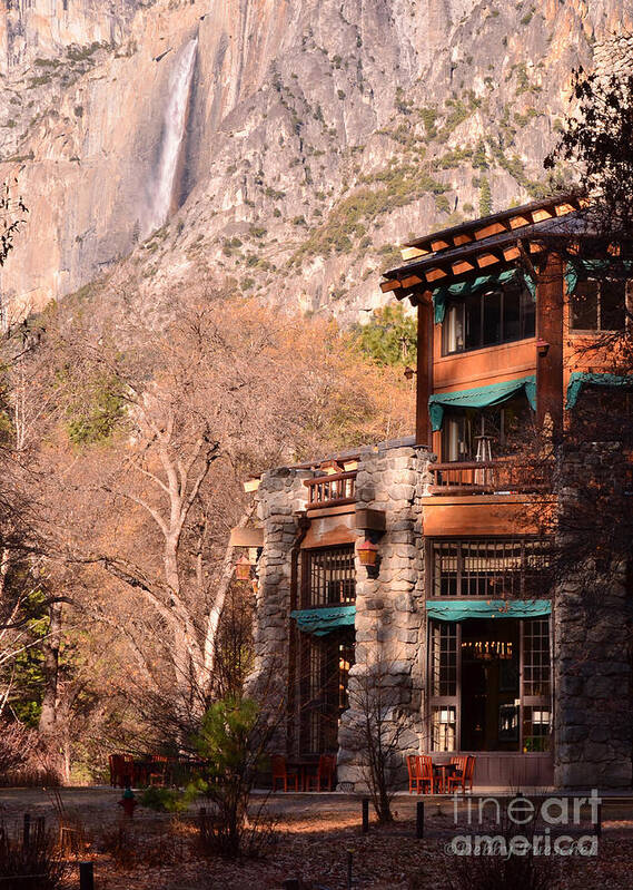 Yosemite National Park Art Print featuring the photograph Ahwahnee and Yosemite Falls by Debby Pueschel