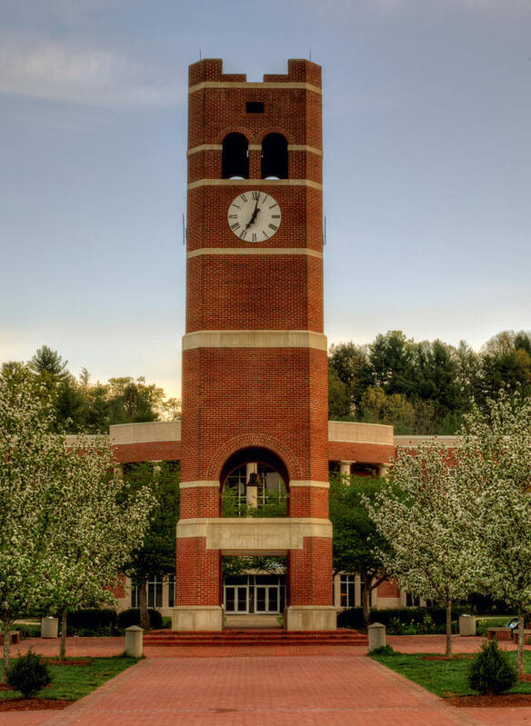 Western North Carolina Art Print featuring the photograph Alumni Clock Tower at WCU by Greg and Chrystal Mimbs