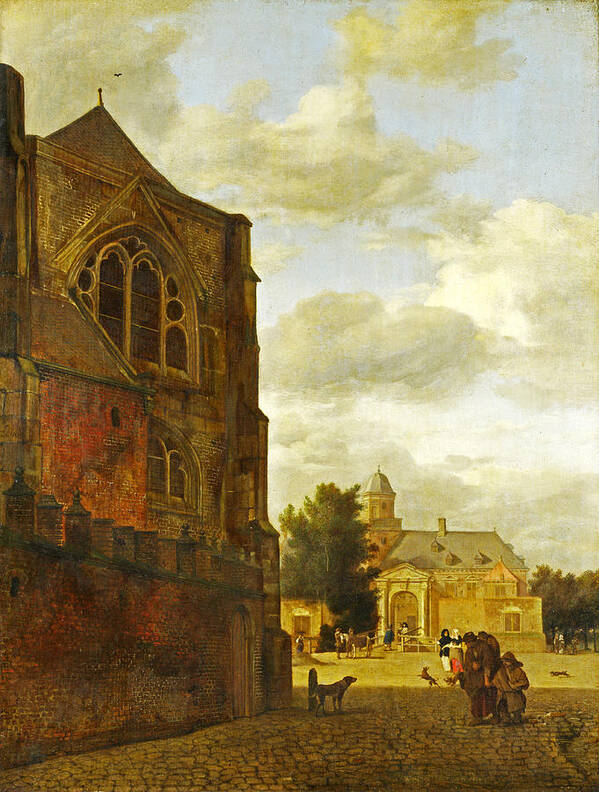 Jan Van Der Heyden Art Print featuring the painting An Imaginary View of Nijenrode Castle by Jan van der Heyden