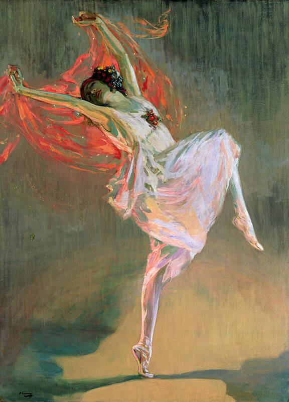 Bacchante Art Print featuring the painting Anna Pavlova, 1910 by John Lavery