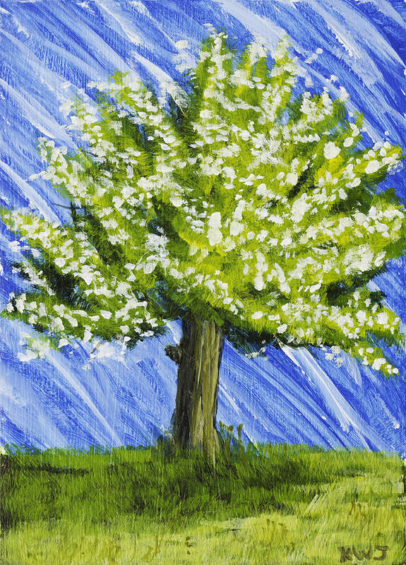 Apple Tree Art Print featuring the painting Apple tree Painting with White Flowers by Keith Webber Jr