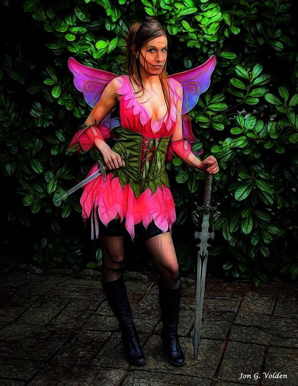 Fairy Art Print featuring the painting Armed And Ready Fairy by Jon Volden