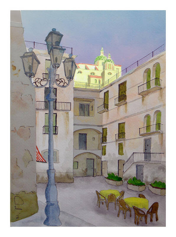 Amalfi Art Print featuring the painting Atrani in the evening by Rod Jones