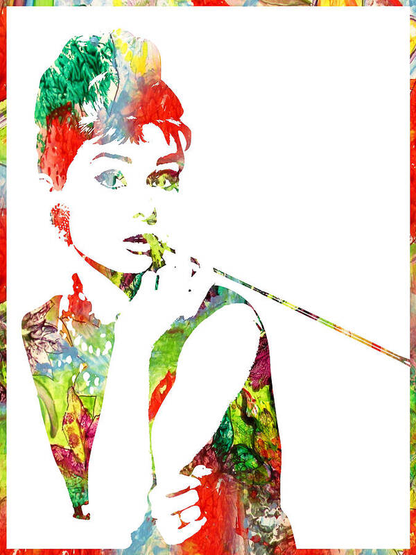 Audrey Hepburn Art Print featuring the painting Audrey Hepburn - Watercolor by Doc Braham