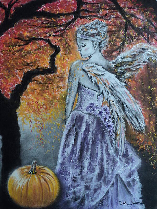 Angel Art Print featuring the drawing Autumn Angel by Carla Carson
