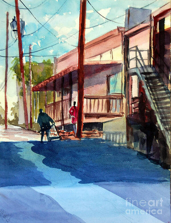 Street Scene Art Print featuring the painting Back Alley by Ron Stephens