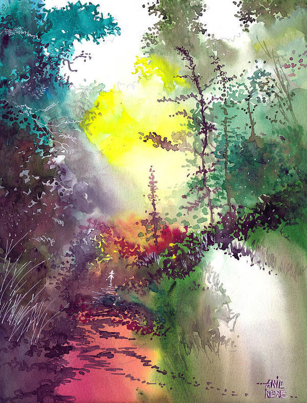 Nature Art Print featuring the painting Back to Jungle by Anil Nene