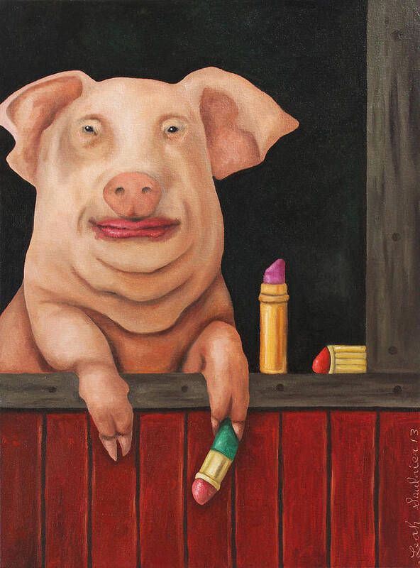 Pig Art Print featuring the painting Bacon Flavored by Leah Saulnier The Painting Maniac