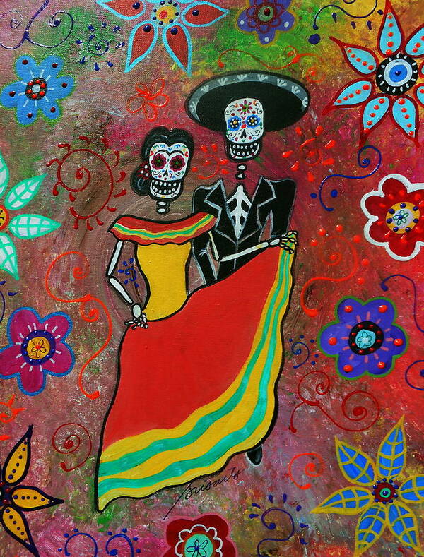 Couple Art Print featuring the painting Bailar Couple by Pristine Cartera Turkus