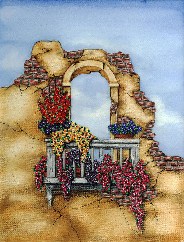 Colored Pencil Art Print featuring the painting Balcony by Lori Sutherland