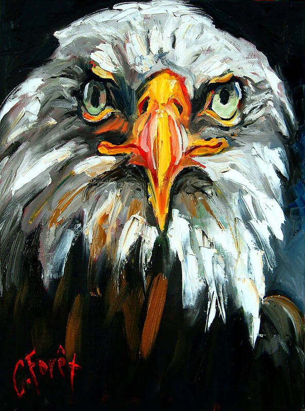 Eagle Art Print featuring the painting Bald And Bald by Carole Foret