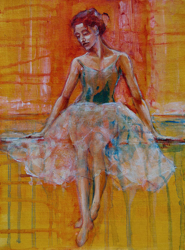 Ballarinas Art Print featuring the painting Ballerina In Repose by Jani Freimann