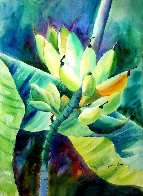 Watercolor Art Print featuring the painting Bananas 6-12-06 julianne felton by Julianne Felton