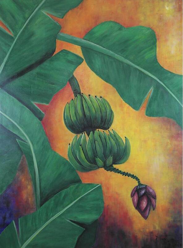 Puerto Rico Art Print featuring the painting Bananas by Maurice Dilan