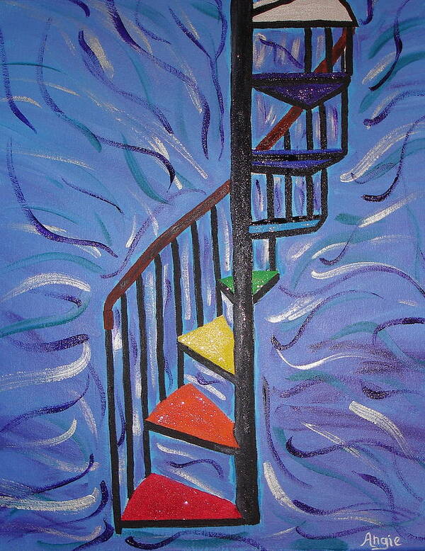 Staircase Art Print featuring the painting Barbara's Staircase by Angie Butler