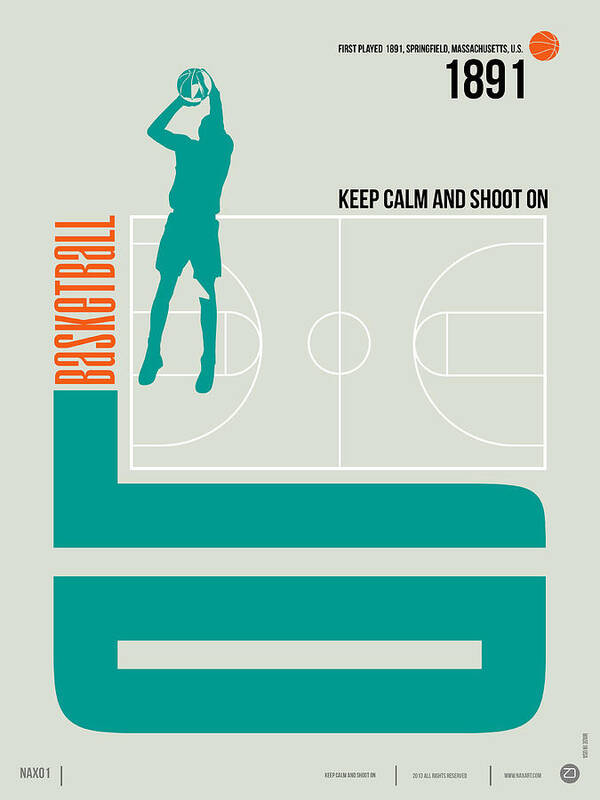 Motivational Art Print featuring the digital art Basketball Poster by Naxart Studio