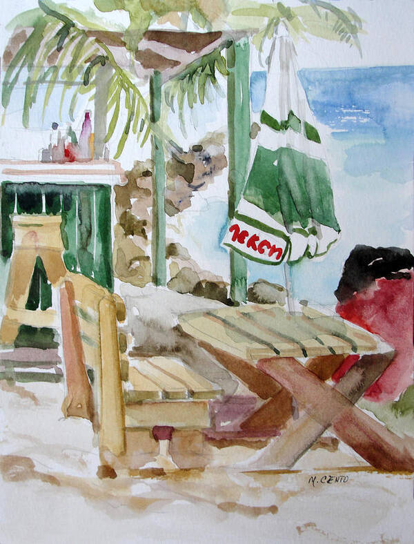 Beach Bar Art Print featuring the painting Beach bar by Mafalda Cento