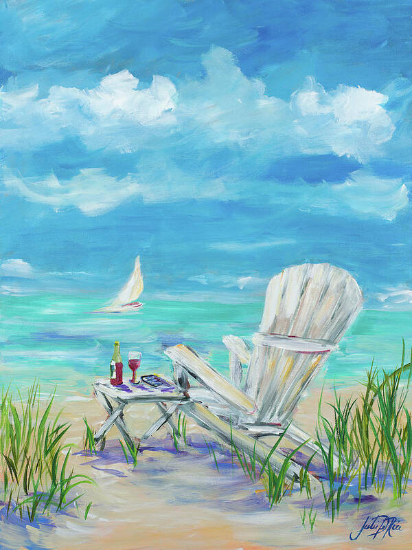 Beach Art Print featuring the painting Beach Lounging by Julie Derice
