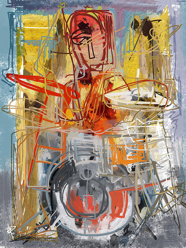 Drummer Art Print featuring the mixed media Beat Banging by Russell Pierce