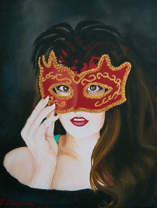 Halloween Art Print featuring the painting Beauty and the Mask by Sharon Duguay
