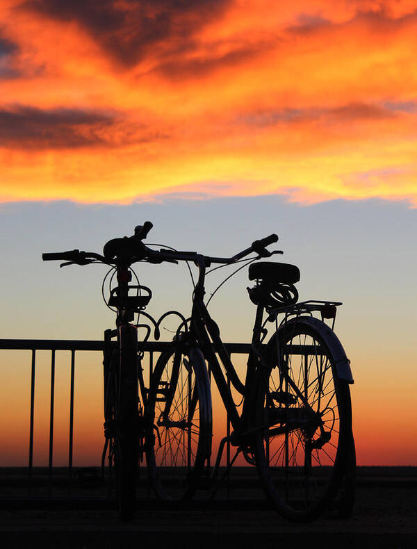 West Meadow Beach Art Print featuring the photograph Bikes West Meadow Beach New York by Bob Savage