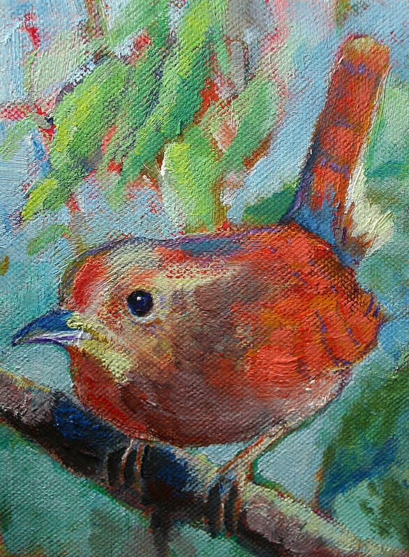 Bird Art Print featuring the painting Bird's Morning Song by Carol Jo Smidt