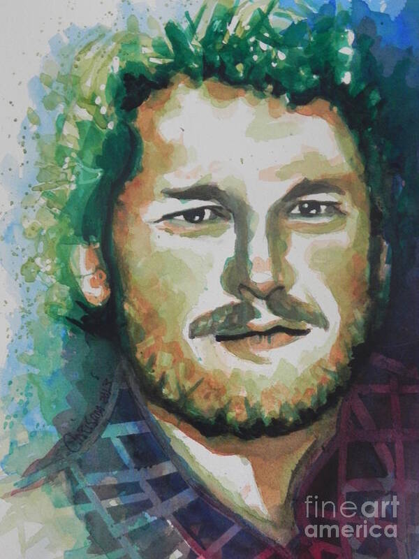 Watercolor Painting Art Print featuring the painting Blake Shelton Country Singer by Chrisann Ellis