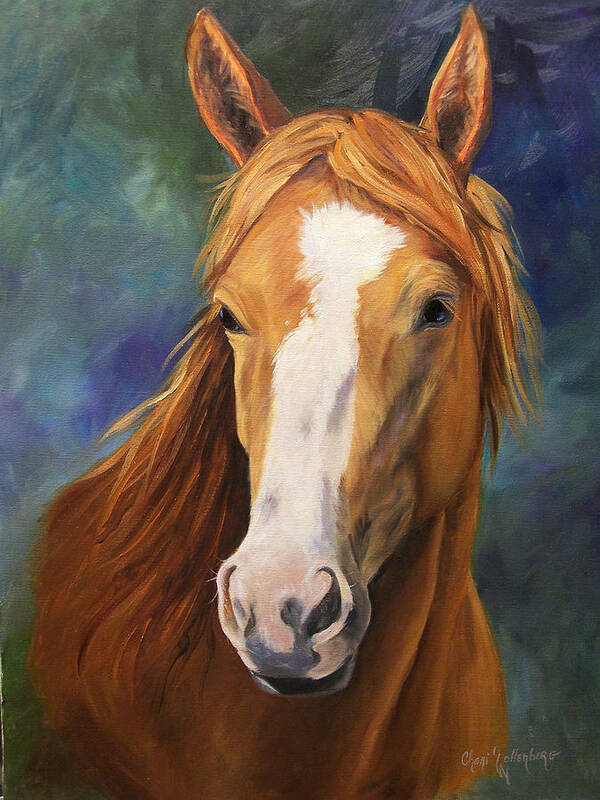 Blazed Face Horse Art Print featuring the painting Blaze Face by Cheri Wollenberg