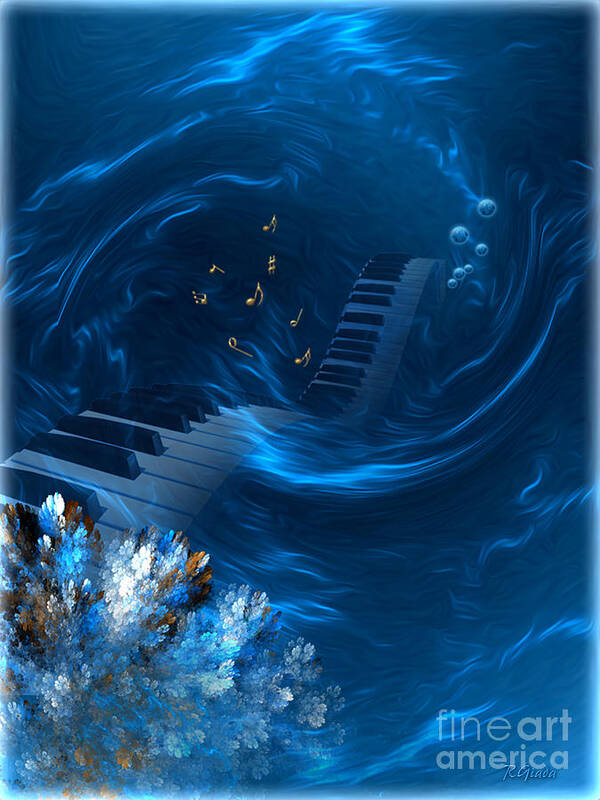 Bluecoralmelody Art Print featuring the digital art Blue coral melody - fantasy art by Giada Rossi by Giada Rossi
