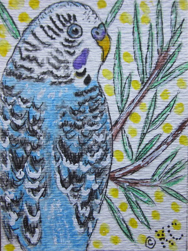 Blue Art Print featuring the painting Blue Parakeet by Kathy Marrs Chandler