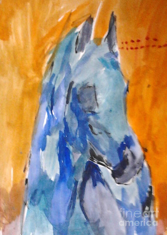 Horse Paintings Art Print featuring the painting Blue Shagya Arabian by Patries Van Dokkum