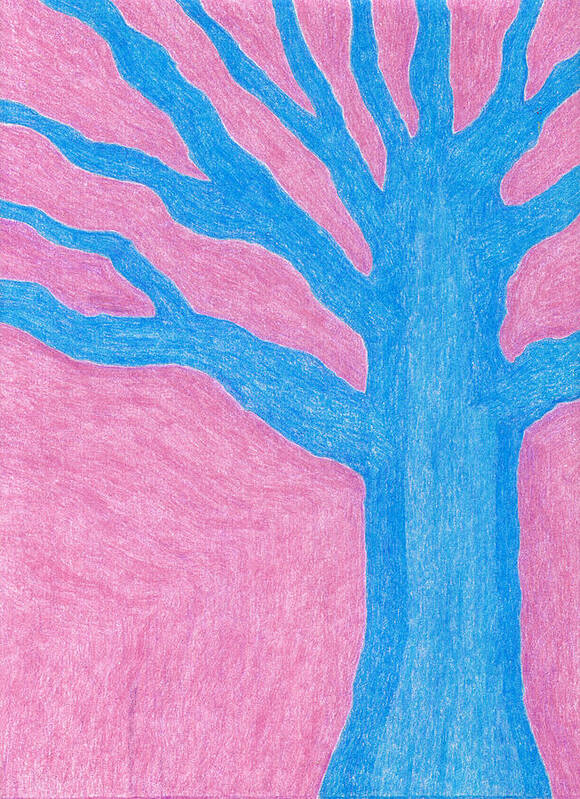 Tree Art Print featuring the drawing Blue Tree by Eric Forster