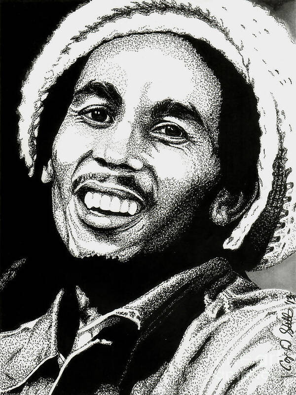 Bob Marley Art Print featuring the drawing Bob Marley by Cory Still