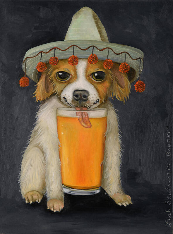 Chihuahua Art Print featuring the painting Boozer pro photo by Leah Saulnier The Painting Maniac