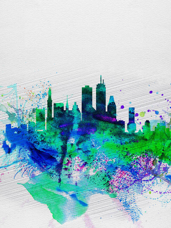 Boston Art Print featuring the painting Boston Watercolor Skyline by Naxart Studio