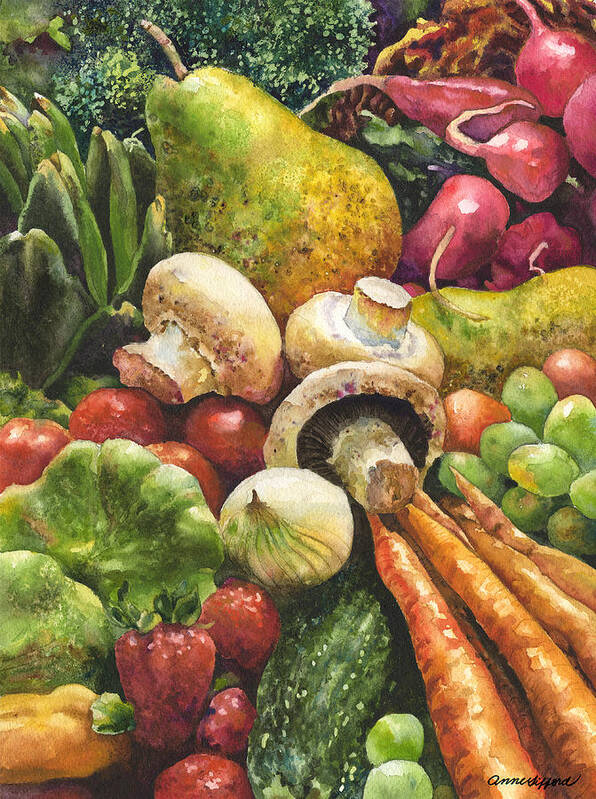Vegetables Painting Art Print featuring the painting Bountiful by Anne Gifford