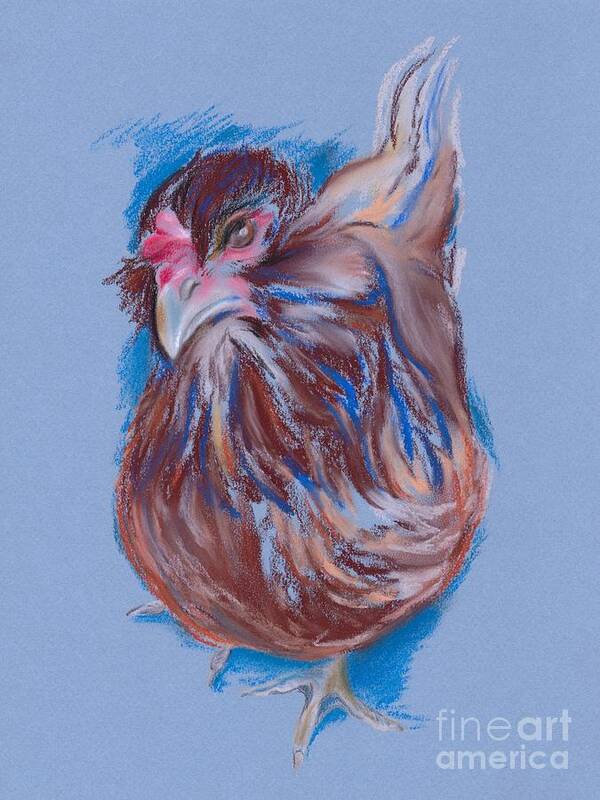 Hen Art Print featuring the pastel Brown Easter Egger Hen by MM Anderson