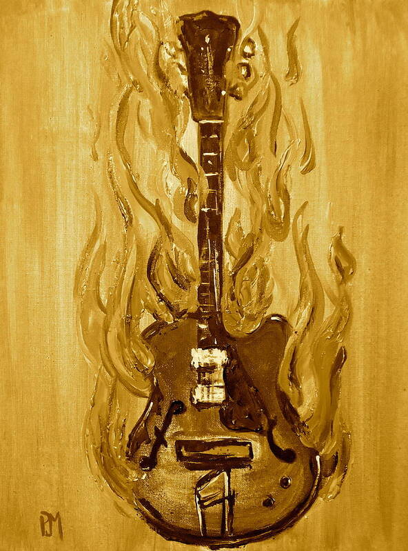 Vintage Guitar Art Print featuring the photograph Burning Vintage Guitar by Pete Maier