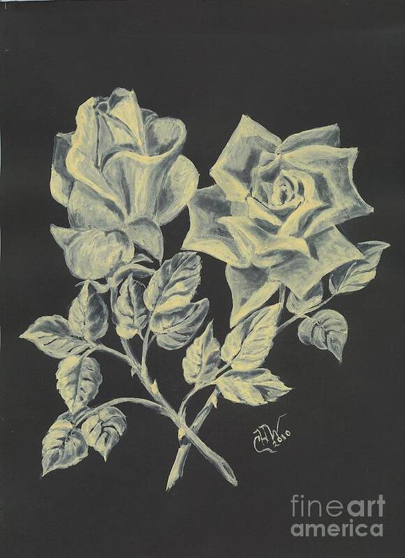 Black & White Art Print featuring the painting Cameo Rose by Carol Wisniewski