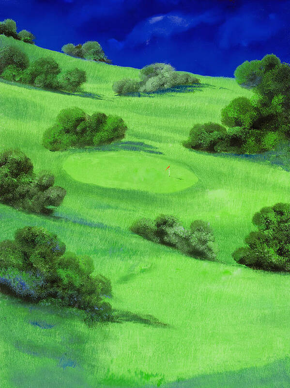 Golf Art Print featuring the painting Campo Da Golf Di Notte by Guido Borelli