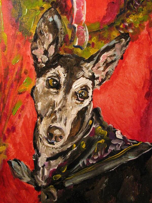 Greyhound Art Print featuring the painting Candi Suzanne by Susan Elizabeth Jones