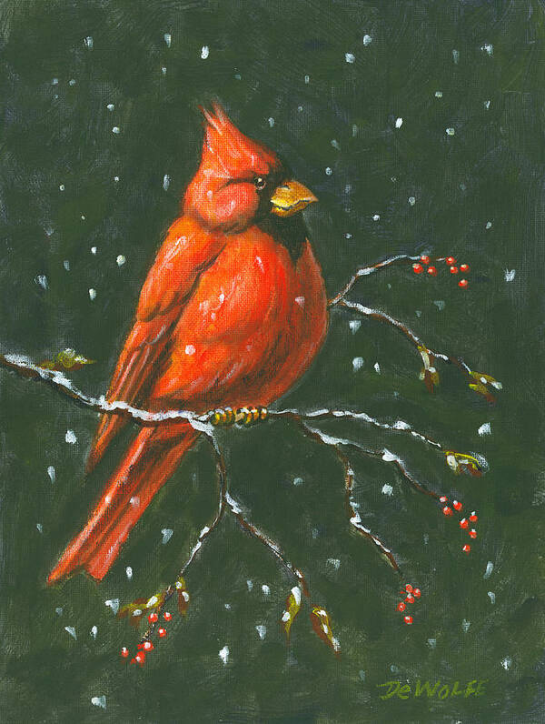 Northern Art Print featuring the painting Cardinal by Richard De Wolfe