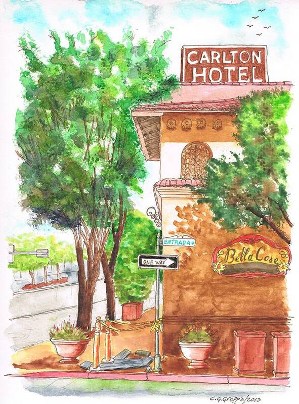 Nature Art Print featuring the painting Carlton Hotel en Atascadero - California by Carlos G Groppa