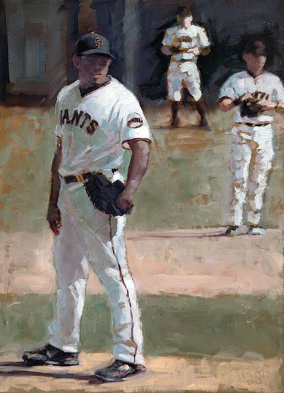 Santiago Casilla Art Print featuring the painting Casilla Close by Darren Kerr