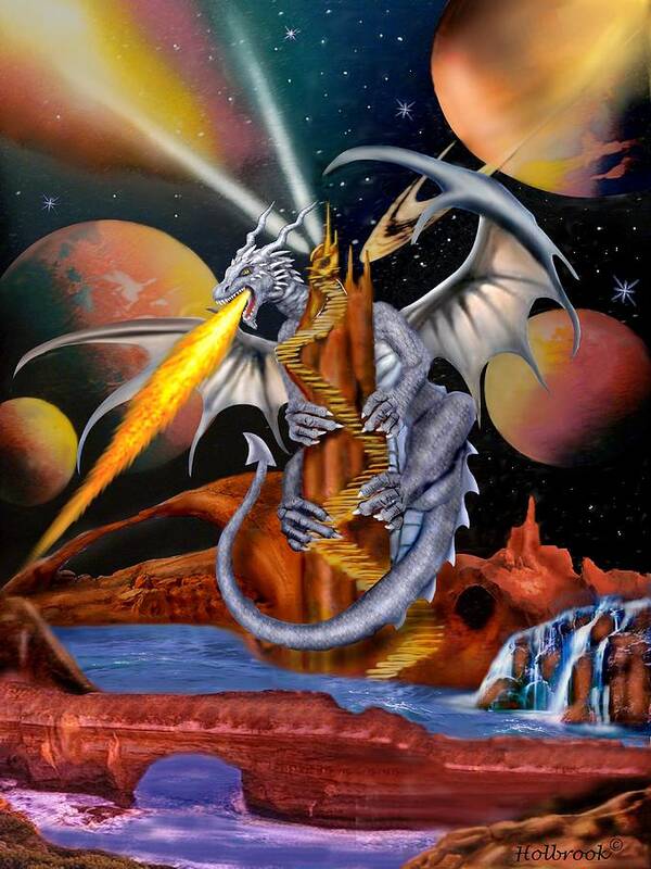 Dragon Art Print featuring the digital art Celestian Dragon by Glenn Holbrook