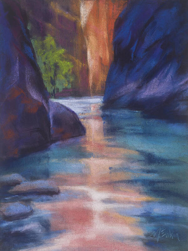 Zion Canyon Art Print featuring the painting Centered by Marjie Eakin-Petty