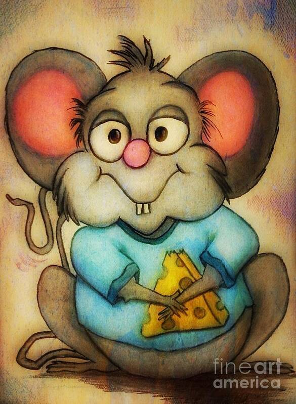 Cartoon Art Print featuring the painting Cheeze by Vickie Scarlett-Fisher